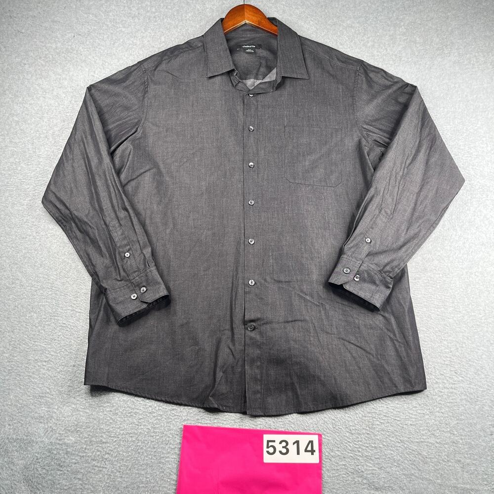 Claiborne Shirt Charcoal Gray Casual Button Up Long Sleeve Mens XLT